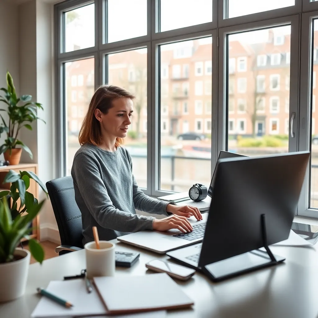 Freelancer die efficiënt werkt vanuit huis in Nederland